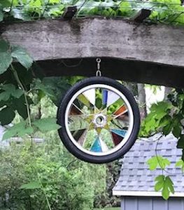 Up-cycled childs bike wheel