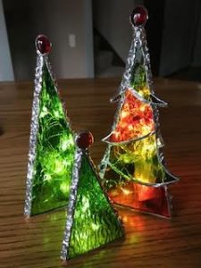 Christmas trees with lights