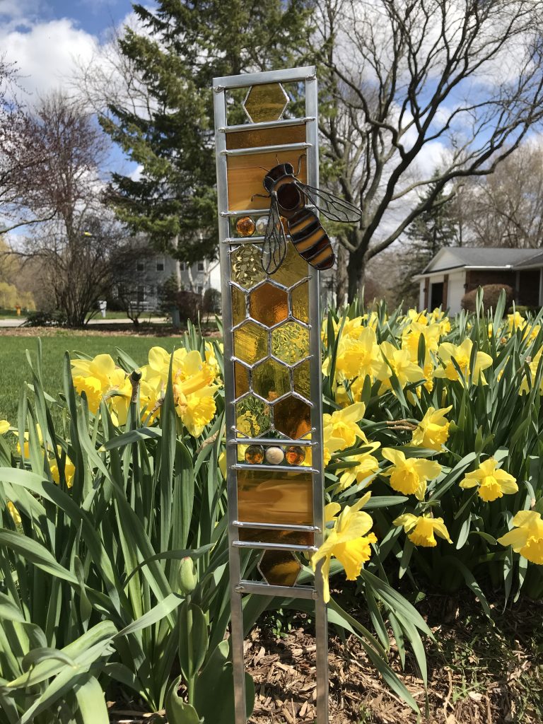 Bee themed garden stake