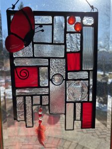 Red abstract stained glass